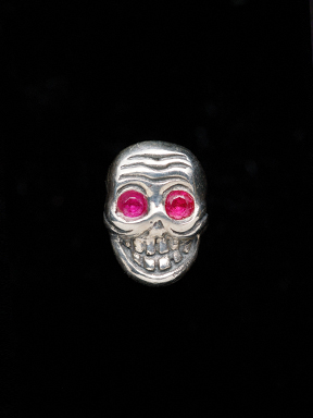 TIBETAN SKULL EARRING / RED