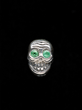 TIBETAN SKULL EARRING / GREEN